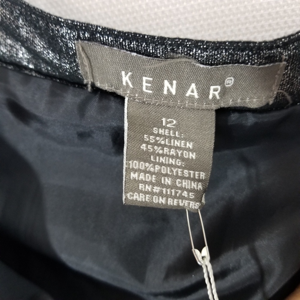 Kenar Metallic Black Silver Pleated Holiday Skirt - Picture 5 of 8
